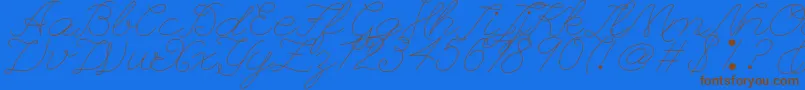 Leaguescriptnumberone-Schriftart – Braune Schriften auf blauem Hintergrund
