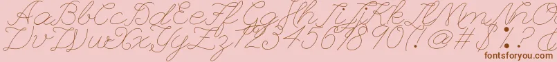 Leaguescriptnumberoneフォントについての詳細 フォントLeaguescriptnumberone – ピンクの背景に茶色のフォント