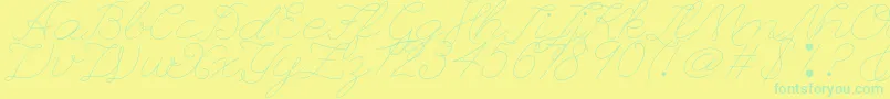 Leaguescriptnumberone-Schriftart – Grüne Schriften auf gelbem Hintergrund