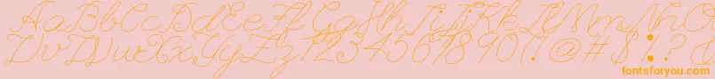 Leaguescriptnumberone-Schriftart – Orangefarbene Schriften auf rosa Hintergrund