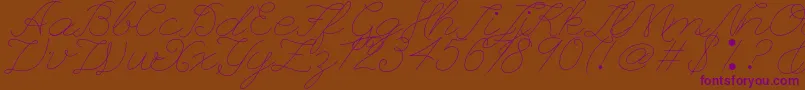 Leaguescriptnumberone Font – Purple Fonts on Brown Background