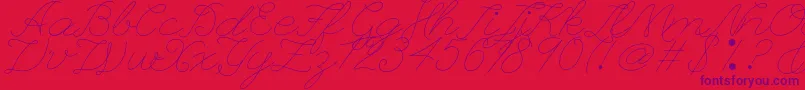 Leaguescriptnumberone Font – Purple Fonts on Red Background