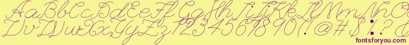 Leaguescriptnumberone Font – Purple Fonts on Yellow Background