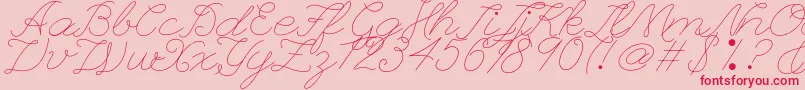 Weitere Informationen zur Leaguescriptnumberone-Schriftart Leaguescriptnumberone-Schriftart – Rote Schriften auf rosa Hintergrund