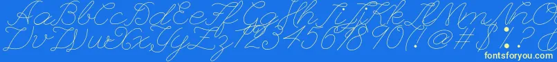 Leaguescriptnumberone-Schriftart – Gelbe Schriften auf blauem Hintergrund