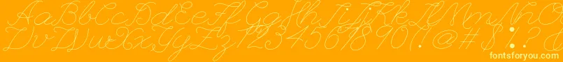Leaguescriptnumberone-Schriftart – Gelbe Schriften auf orangefarbenem Hintergrund
