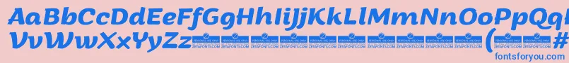 Шрифт ArturoBolditalicTrial – синие шрифты на розовом фоне