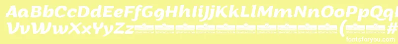 Шрифт ArturoBolditalicTrial – белые шрифты на жёлтом фоне