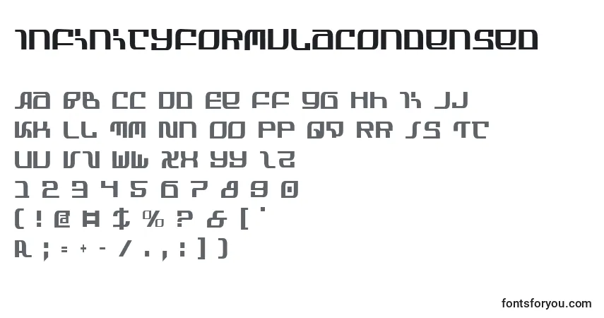 A fonte InfinityFormulaCondensed – alfabeto, números, caracteres especiais