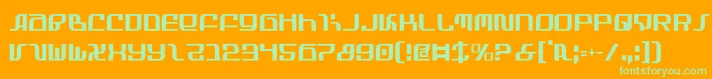 InfinityFormulaCondensed-Schriftart – Grüne Schriften auf orangefarbenem Hintergrund