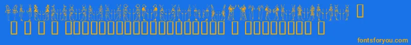 Deities ffy Font – Orange Fonts on Blue Background