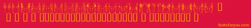 Deities ffy Font – Orange Fonts on Red Background