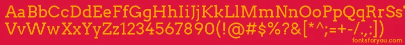 フォントArvoRegular – 赤い背景にオレンジの文字