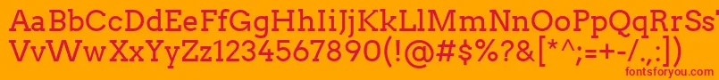 ArvoRegular-Schriftart – Rote Schriften auf orangefarbenem Hintergrund