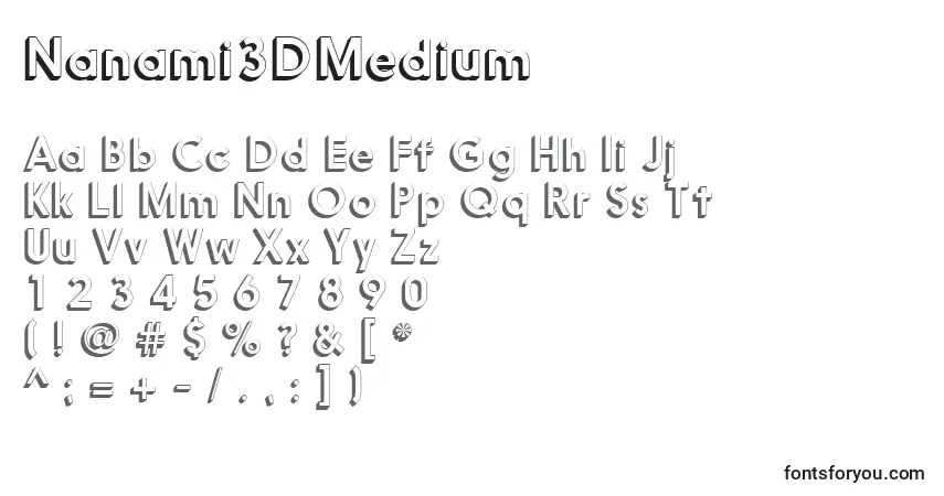 Czcionka Nanami3DMedium – alfabet, cyfry, specjalne znaki