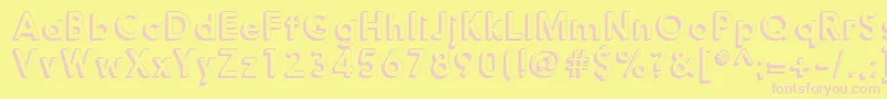 Nanami3DMedium-Schriftart – Rosa Schriften auf gelbem Hintergrund