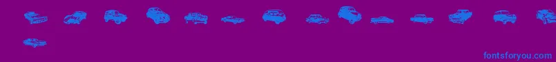 DjAutocar Font – Blue Fonts on Purple Background