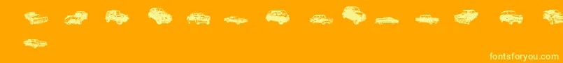 DjAutocar Font – Yellow Fonts on Orange Background