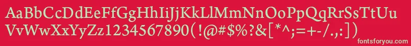 フォントArnoproRegular08pt – 赤い背景に緑の文字