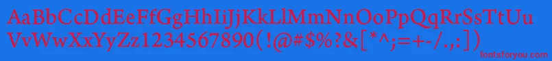 ArnoproRegular08pt Font – Red Fonts on Blue Background