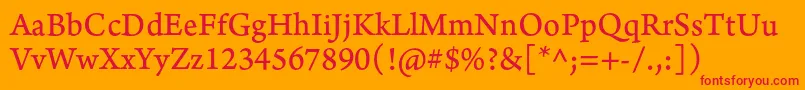 フォントArnoproRegular08pt – オレンジの背景に赤い文字