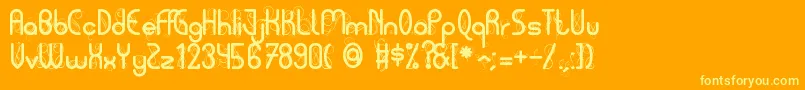 Pycuafodi-Schriftart – Gelbe Schriften auf orangefarbenem Hintergrund