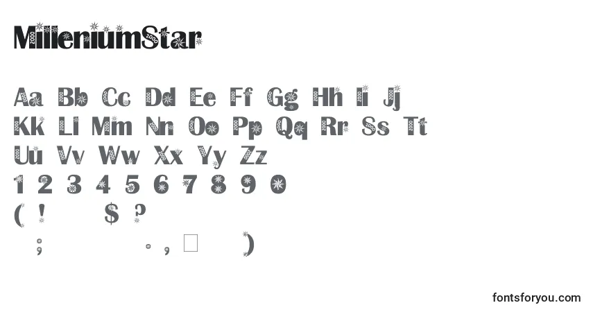 Fuente MilleniumStar - alfabeto, números, caracteres especiales