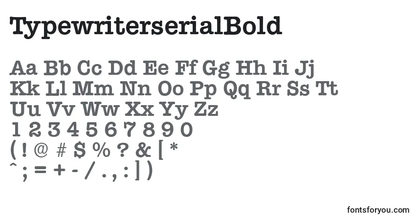 A fonte TypewriterserialBold – alfabeto, números, caracteres especiais