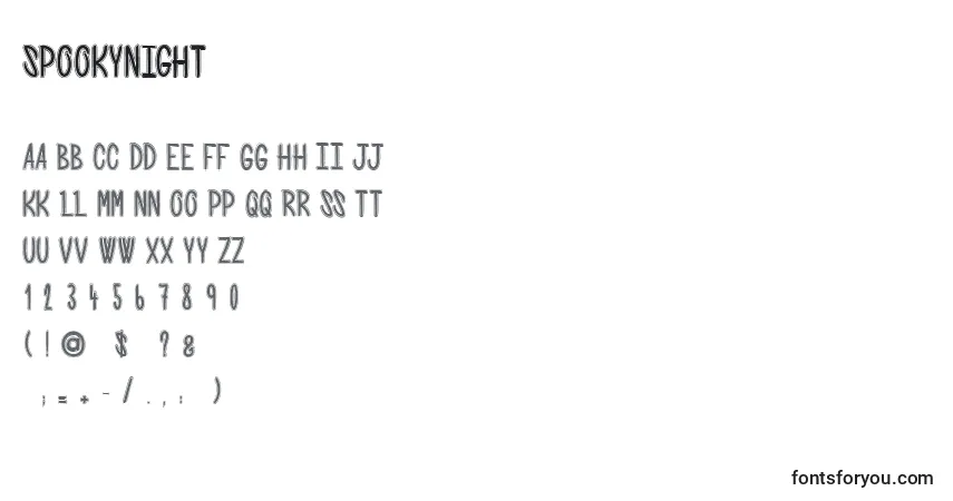 Czcionka SpookyNight – alfabet, cyfry, specjalne znaki