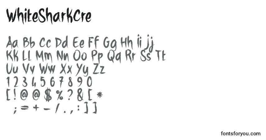 A fonte WhiteSharkCre – alfabeto, números, caracteres especiais