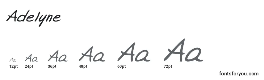 Размеры шрифта Adelyne