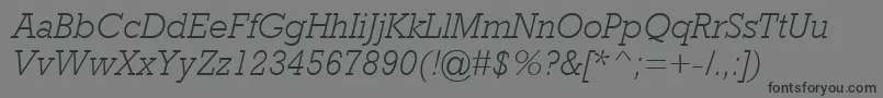フォントRockwellMtLightItalic – 黒い文字の灰色の背景