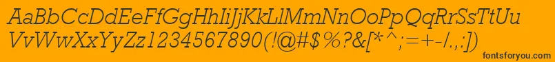 Czcionka RockwellMtLightItalic – czarne czcionki na pomarańczowym tle