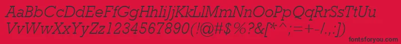 RockwellMtLightItalic Font – Black Fonts on Red Background