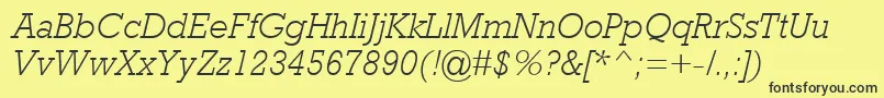 RockwellMtLightItalic-Schriftart – Schwarze Schriften auf gelbem Hintergrund