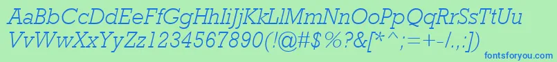 Шрифт RockwellMtLightItalic – синие шрифты на зелёном фоне
