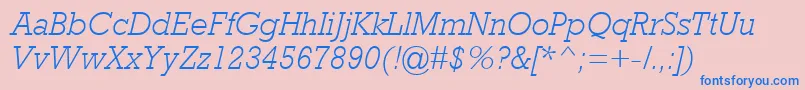 RockwellMtLightItalic-Schriftart – Blaue Schriften auf rosa Hintergrund