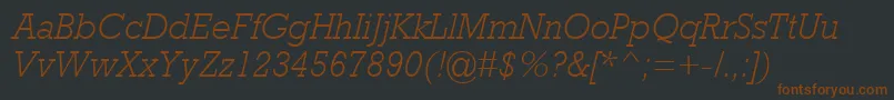 RockwellMtLightItalic-fontti – ruskeat fontit mustalla taustalla
