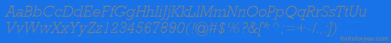 RockwellMtLightItalic-Schriftart – Graue Schriften auf blauem Hintergrund