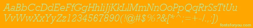 RockwellMtLightItalic Font – Green Fonts on Orange Background