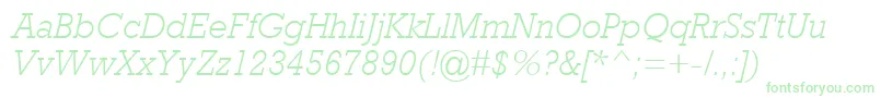 フォントRockwellMtLightItalic – 白い背景に緑のフォント