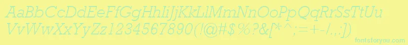 RockwellMtLightItalic-fontti – vihreät fontit keltaisella taustalla