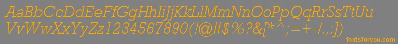 フォントRockwellMtLightItalic – オレンジの文字は灰色の背景にあります。