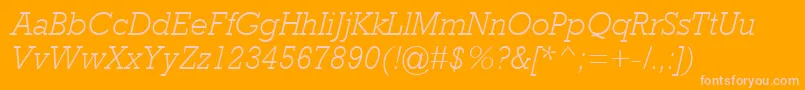 RockwellMtLightItalic-fontti – vaaleanpunaiset fontit oranssilla taustalla