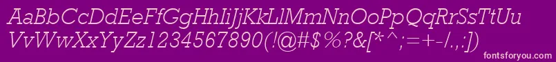 RockwellMtLightItalic-fontti – vaaleanpunaiset fontit violetilla taustalla