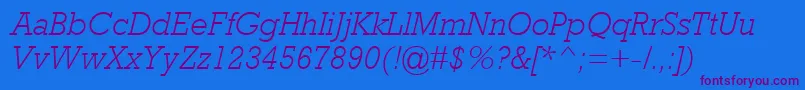RockwellMtLightItalic Font – Purple Fonts on Blue Background