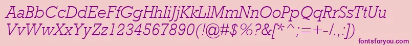 フォントRockwellMtLightItalic – ピンクの背景に紫のフォント