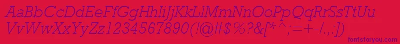 RockwellMtLightItalic-fontti – violetit fontit punaisella taustalla