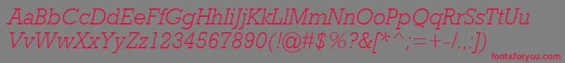 フォントRockwellMtLightItalic – 赤い文字の灰色の背景