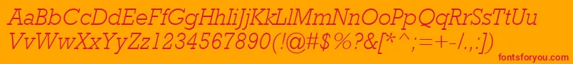 フォントRockwellMtLightItalic – オレンジの背景に赤い文字